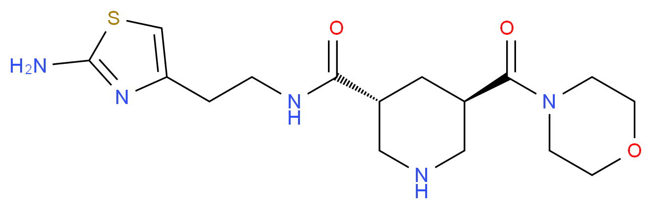 (3R*,5R*)-N-[2-(2-amino-1,3-thiazol-4-yl)ethyl]-5-(morpholin-4-ylcarbonyl)piperidine-3-carboxamide_分子结构_CAS_)