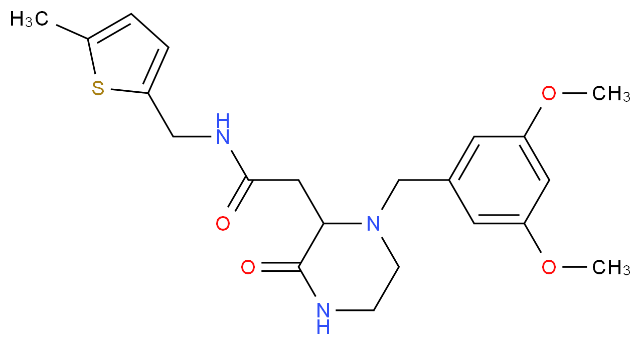 2-[1-(3,5-dimethoxybenzyl)-3-oxo-2-piperazinyl]-N-[(5-methyl-2-thienyl)methyl]acetamide_分子结构_CAS_)