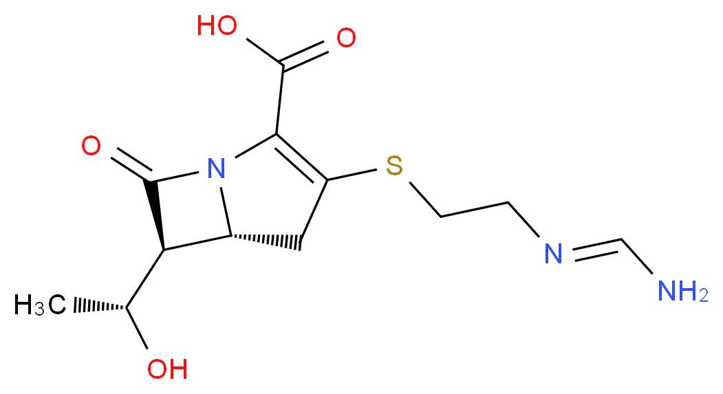 (5R,6S)-3-({2-[(E)-(aminomethylidene)amino]ethyl}sulfanyl)-6-[(1R)-1-hydroxyethyl]-7-oxo-1-azabicyclo[3.2.0]hept-2-ene-2-carboxylic acid_分子结构_CAS_74431-23-5