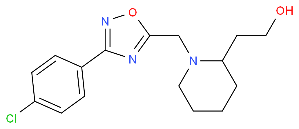 2-(1-{[3-(4-chlorophenyl)-1,2,4-oxadiazol-5-yl]methyl}-2-piperidinyl)ethanol_分子结构_CAS_)