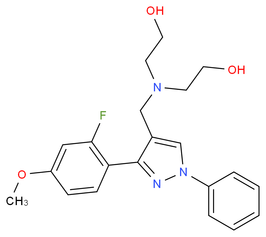 2,2'-({[3-(2-fluoro-4-methoxyphenyl)-1-phenyl-1H-pyrazol-4-yl]methyl}imino)diethanol_分子结构_CAS_)
