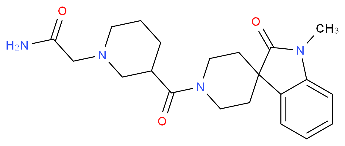 2-{3-[(1-methyl-2-oxo-1,2-dihydro-1'H-spiro[indole-3,4'-piperidin]-1'-yl)carbonyl]piperidin-1-yl}acetamide_分子结构_CAS_)