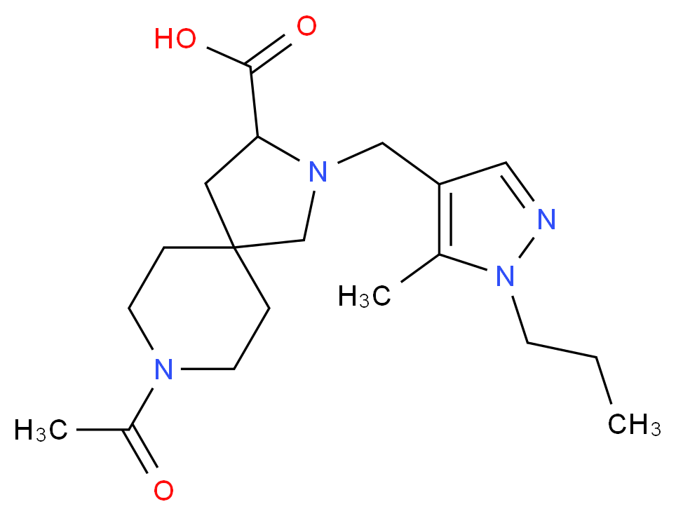 8-acetyl-2-[(5-methyl-1-propyl-1H-pyrazol-4-yl)methyl]-2,8-diazaspiro[4.5]decane-3-carboxylic acid_分子结构_CAS_)