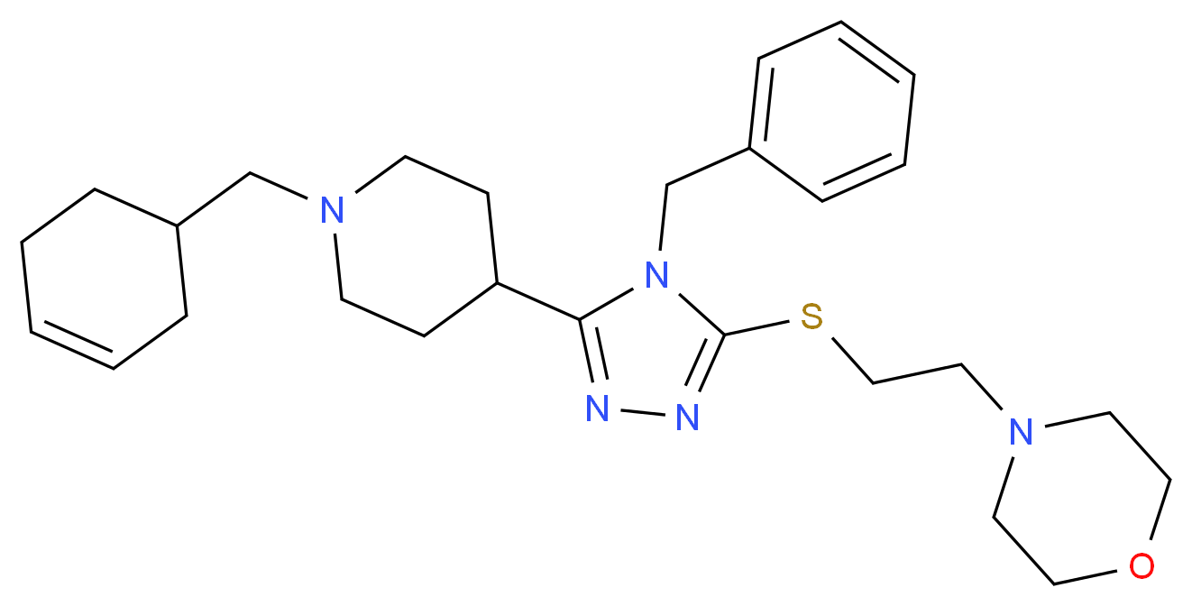 4-[2-({4-benzyl-5-[1-(3-cyclohexen-1-ylmethyl)-4-piperidinyl]-4H-1,2,4-triazol-3-yl}thio)ethyl]morpholine_分子结构_CAS_)
