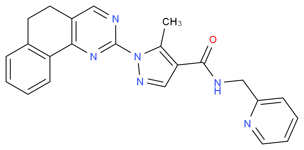1-(5,6-dihydrobenzo[h]quinazolin-2-yl)-5-methyl-N-(2-pyridinylmethyl)-1H-pyrazole-4-carboxamide_分子结构_CAS_)