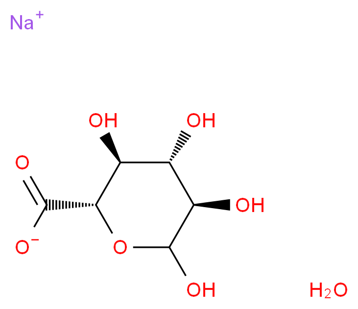 sodium (2S,3S,4S,5R)-3,4,5,6-tetrahydroxyoxane-2-carboxylate hydrate_分子结构_CAS_207300-70-7