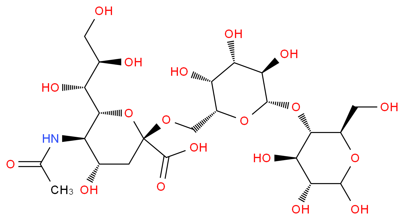 (2S,4S,5R,6R)-5-acetamido-4-hydroxy-2-{[(2R,3R,4S,5R,6S)-3,4,5-trihydroxy-6-{[(2R,3S,4R,5R)-4,5,6-trihydroxy-2-(hydroxymethyl)oxan-3-yl]oxy}oxan-2-yl]methoxy}-6-[(1R,2R)-1,2,3-trihydroxypropyl]oxane-2-carboxylic acid_分子结构_CAS_56144-12-8