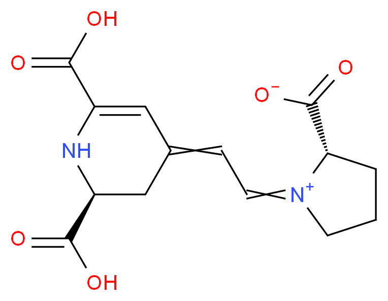 (2S)-1-{2-[(2S)-2,6-dicarboxy-1,2,3,4-tetrahydropyridin-4-ylidene]ethylidene}-1λ<sup>5</sup>-pyrrolidin-1-ylium-2-carboxylate_分子结构_CAS_2181-75-1