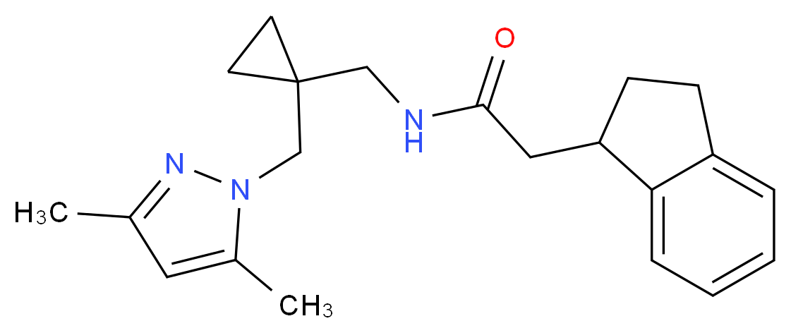 2-(2,3-dihydro-1H-inden-1-yl)-N-({1-[(3,5-dimethyl-1H-pyrazol-1-yl)methyl]cyclopropyl}methyl)acetamide_分子结构_CAS_)