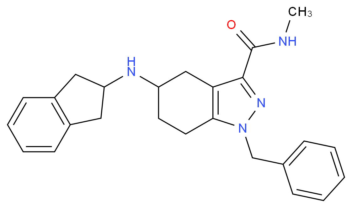 1-benzyl-5-(2,3-dihydro-1H-inden-2-ylamino)-N-methyl-4,5,6,7-tetrahydro-1H-indazole-3-carboxamide_分子结构_CAS_)