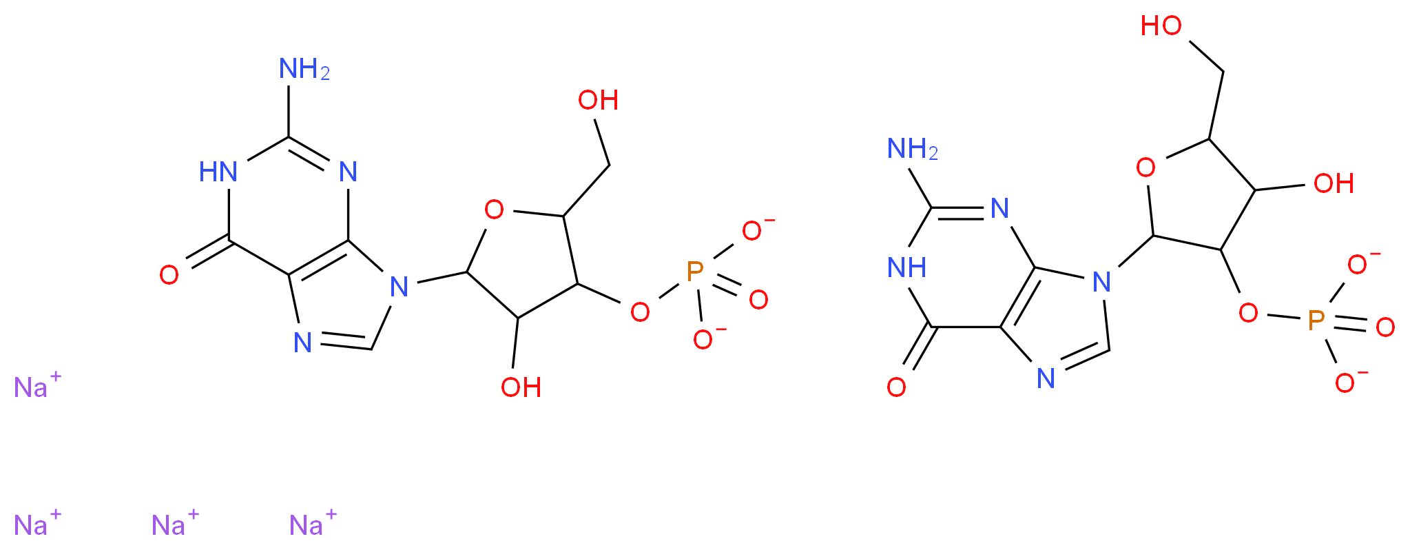 GUANOSINE-2'(3')-MONOPHOSPHATE_分子结构_CAS_6027-83-4)