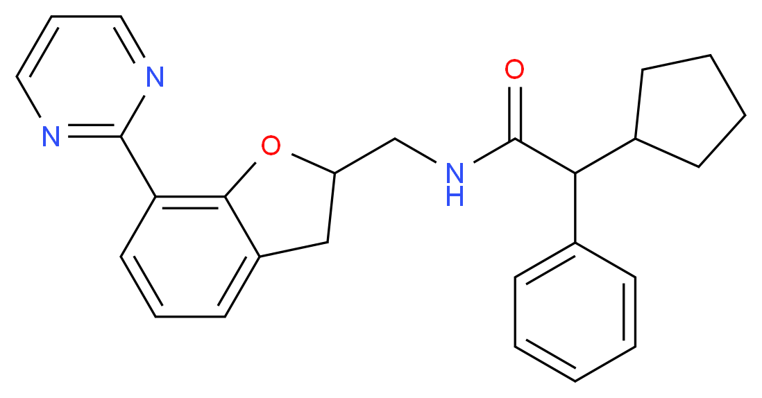 2-cyclopentyl-2-phenyl-N-{[7-(2-pyrimidinyl)-2,3-dihydro-1-benzofuran-2-yl]methyl}acetamide_分子结构_CAS_)