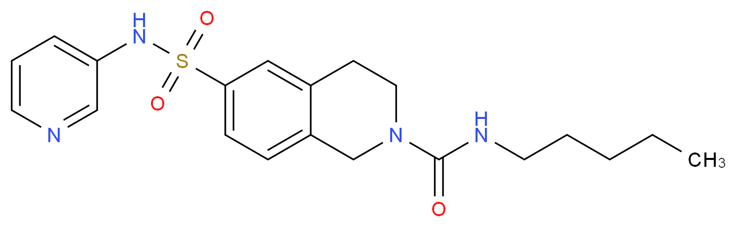N-pentyl-6-[(pyridin-3-ylamino)sulfonyl]-3,4-dihydroisoquinoline-2(1H)-carboxamide_分子结构_CAS_)