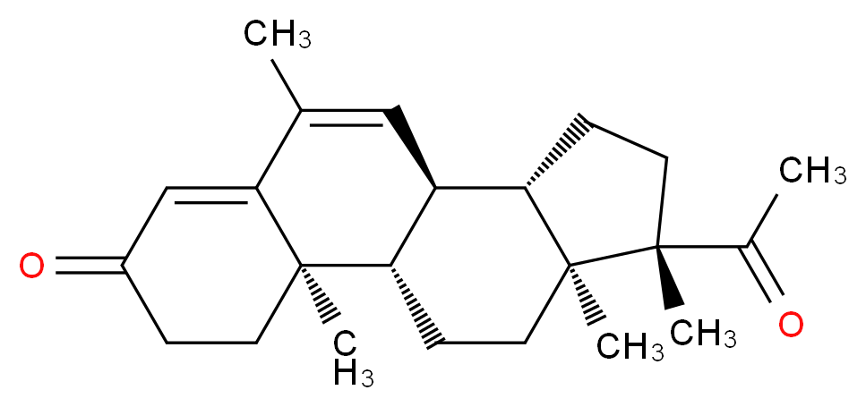 (1S,2R,10R,11S,14S,15S)-14-acetyl-2,8,14,15-tetramethyltetracyclo[8.7.0.0<sup>2</sup>,<sup>7</sup>.0<sup>1</sup><sup>1</sup>,<sup>1</sup><sup>5</sup>]heptadeca-6,8-dien-5-one_分子结构_CAS_977-79-7