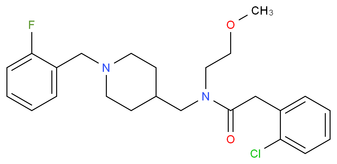 2-(2-chlorophenyl)-N-{[1-(2-fluorobenzyl)-4-piperidinyl]methyl}-N-(2-methoxyethyl)acetamide_分子结构_CAS_)
