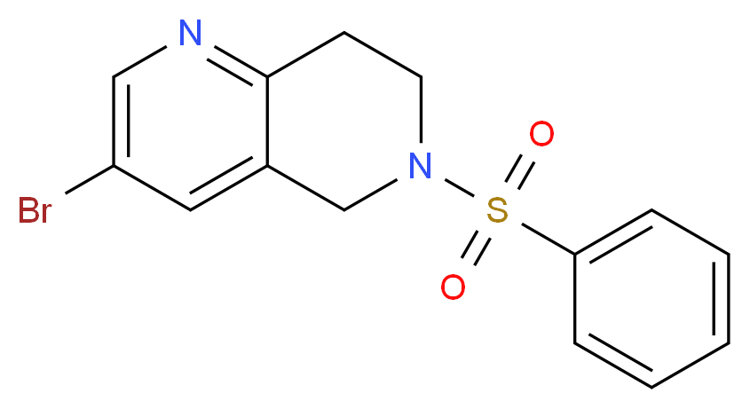 6-(benzenesulfonyl)-3-bromo-5,6,7,8-tetrahydro-1,6-naphthyridine_分子结构_CAS_625099-99-2