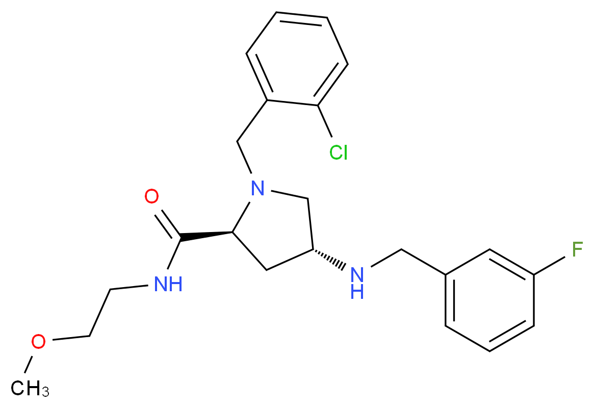 (4R)-1-(2-chlorobenzyl)-4-[(3-fluorobenzyl)amino]-N-(2-methoxyethyl)-L-prolinamide_分子结构_CAS_)