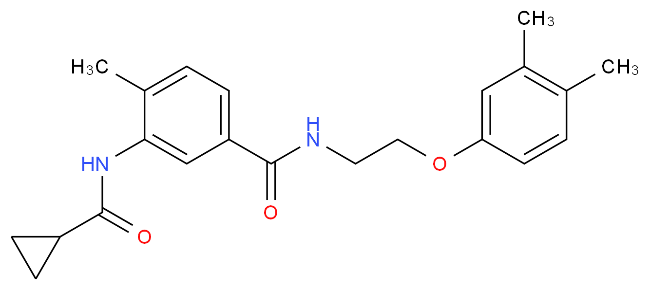 3-[(cyclopropylcarbonyl)amino]-N-[2-(3,4-dimethylphenoxy)ethyl]-4-methylbenzamide_分子结构_CAS_)