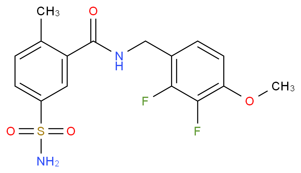 5-(aminosulfonyl)-N-(2,3-difluoro-4-methoxybenzyl)-2-methylbenzamide_分子结构_CAS_)