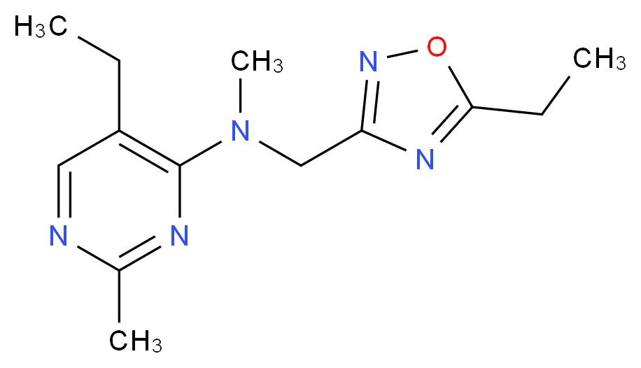 5-ethyl-N-[(5-ethyl-1,2,4-oxadiazol-3-yl)methyl]-N,2-dimethylpyrimidin-4-amine_分子结构_CAS_)