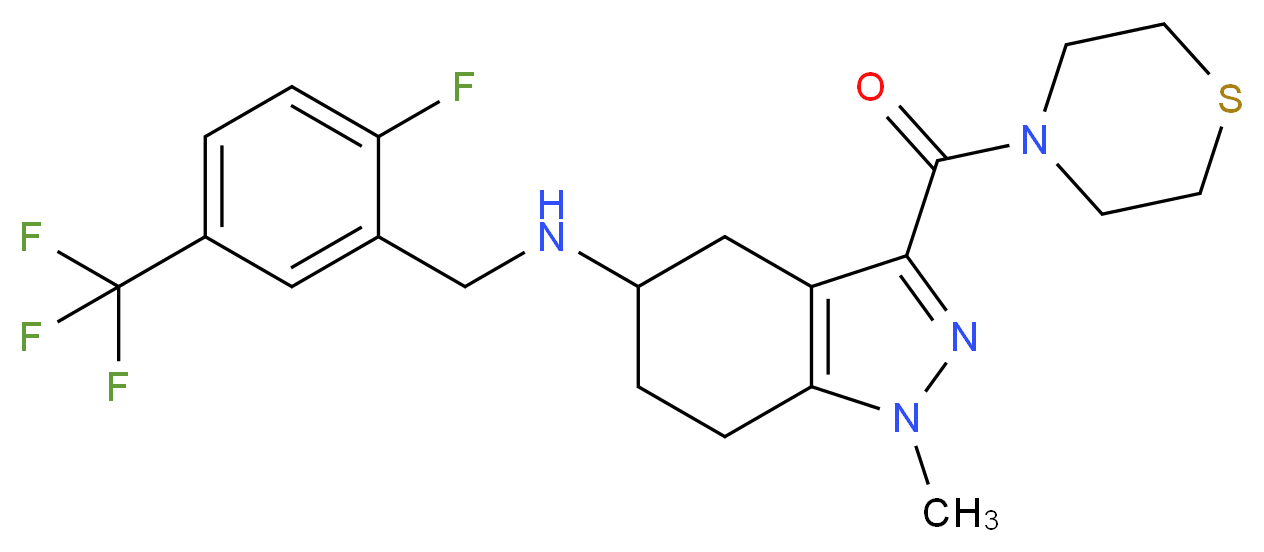 N-[2-fluoro-5-(trifluoromethyl)benzyl]-1-methyl-3-(4-thiomorpholinylcarbonyl)-4,5,6,7-tetrahydro-1H-indazol-5-amine_分子结构_CAS_)