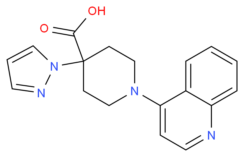 4-(1H-pyrazol-1-yl)-1-quinolin-4-ylpiperidine-4-carboxylic acid_分子结构_CAS_)