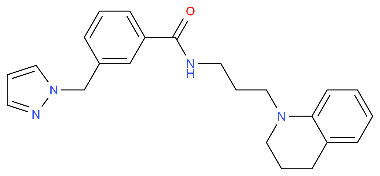 N-[3-(3,4-dihydroquinolin-1(2H)-yl)propyl]-3-(1H-pyrazol-1-ylmethyl)benzamide_分子结构_CAS_)