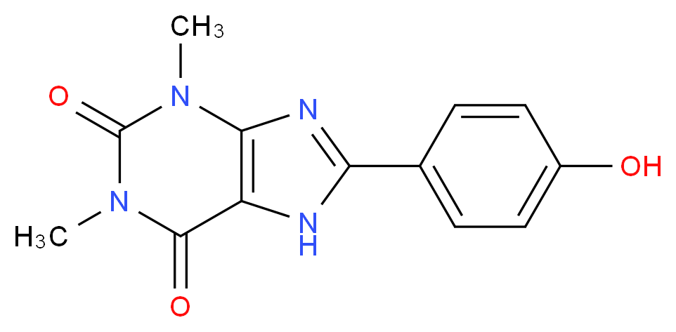 8-(4-hydroxyphenyl)-1,3-dimethyl-2,3,6,7-tetrahydro-1H-purine-2,6-dione_分子结构_CAS_85872-69-1