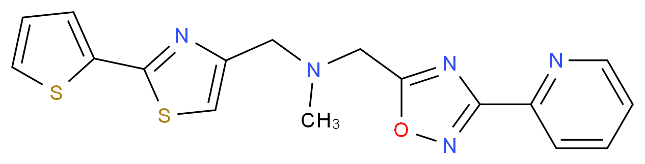 N-methyl-1-[3-(2-pyridinyl)-1,2,4-oxadiazol-5-yl]-N-{[2-(2-thienyl)-1,3-thiazol-4-yl]methyl}methanamine_分子结构_CAS_)