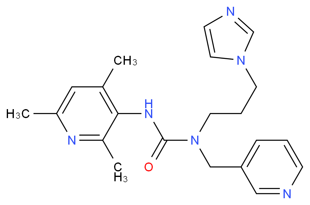 N-[3-(1H-imidazol-1-yl)propyl]-N-(pyridin-3-ylmethyl)-N'-(2,4,6-trimethylpyridin-3-yl)urea_分子结构_CAS_)