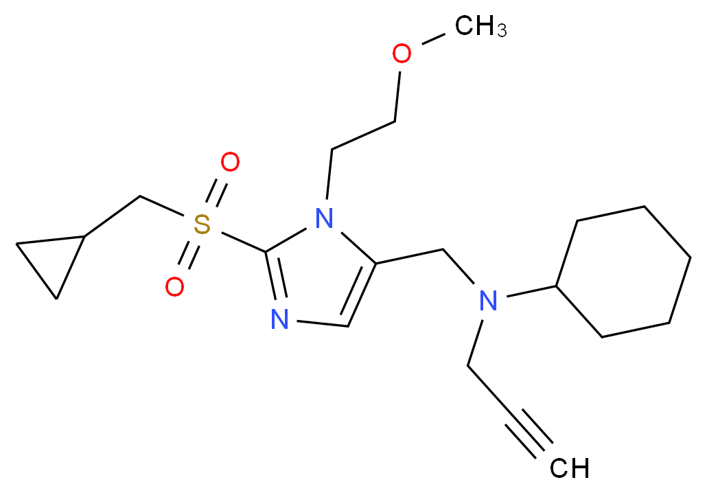 N-{[2-[(cyclopropylmethyl)sulfonyl]-1-(2-methoxyethyl)-1H-imidazol-5-yl]methyl}-N-2-propyn-1-ylcyclohexanamine_分子结构_CAS_)
