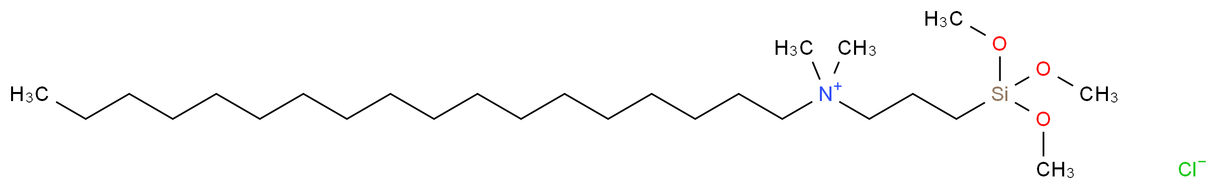二甲基十八烷基[3-(三甲氧基硅基)丙基]氯化铵_分子结构_CAS_27668-52-6)