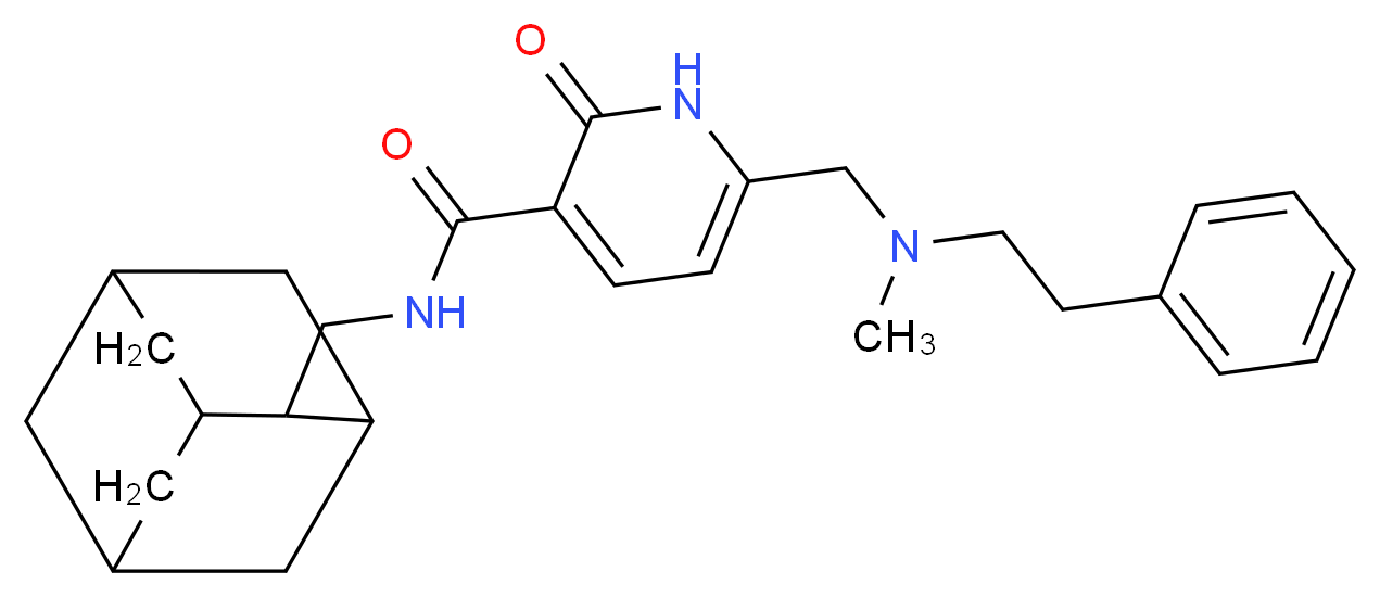 N-(2-adamantylmethyl)-6-{[methyl(2-phenylethyl)amino]methyl}-2-oxo-1,2-dihydro-3-pyridinecarboxamide_分子结构_CAS_)
