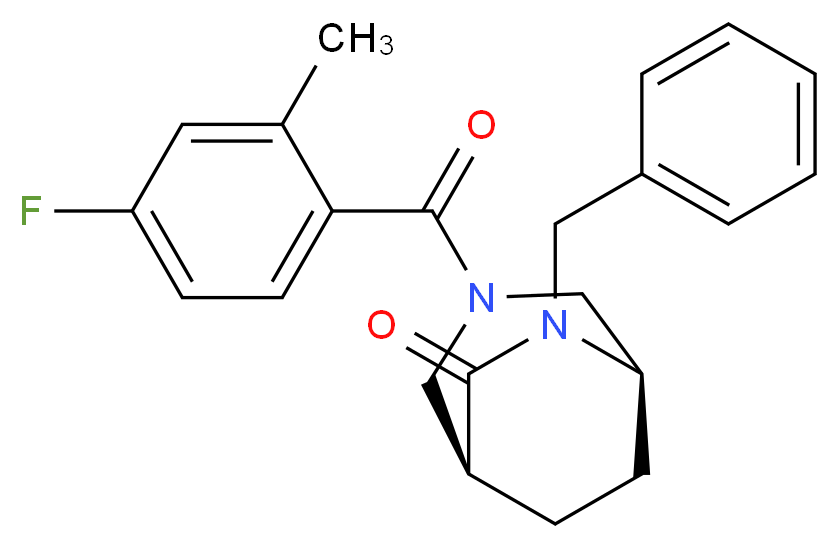 (1S*,5R*)-6-benzyl-3-(4-fluoro-2-methylbenzoyl)-3,6-diazabicyclo[3.2.2]nonan-7-one_分子结构_CAS_)