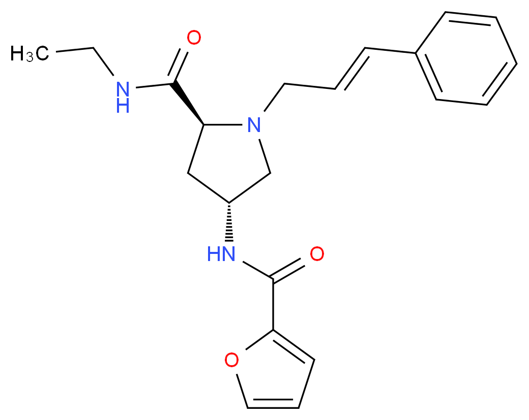 (4R)-N-ethyl-4-(2-furoylamino)-1-[(2E)-3-phenylprop-2-en-1-yl]-L-prolinamide_分子结构_CAS_)