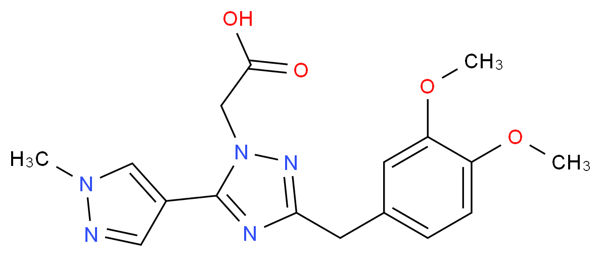 [3-(3,4-dimethoxybenzyl)-5-(1-methyl-1H-pyrazol-4-yl)-1H-1,2,4-triazol-1-yl]acetic acid_分子结构_CAS_)