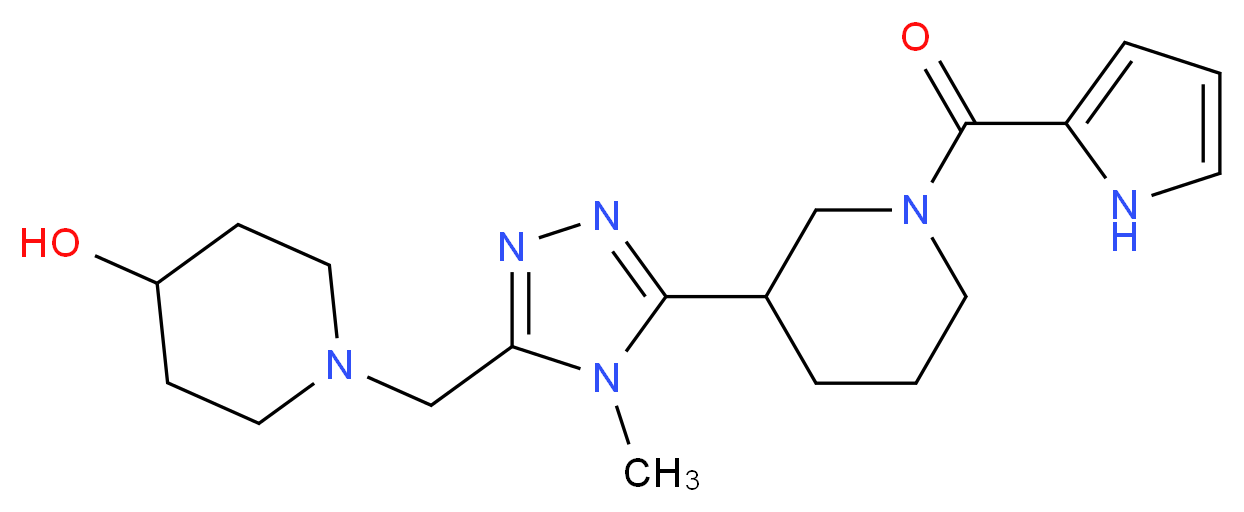 1-({4-methyl-5-[1-(1H-pyrrol-2-ylcarbonyl)piperidin-3-yl]-4H-1,2,4-triazol-3-yl}methyl)piperidin-4-ol_分子结构_CAS_)