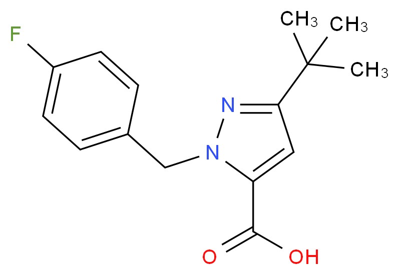 3-tert-Butyl-1-(4-fluorobenzyl)-1H-pyrazole-5-carboxylic acid 97%_分子结构_CAS_)