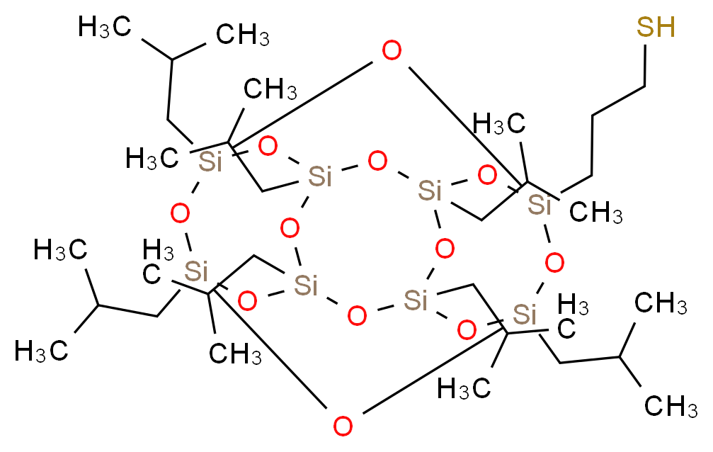 3-[heptakis(2-methylpropyl)pentacyclo[9.5.1.1<sup>3</sup>,<sup>9</sup>.1<sup>5</sup>,<sup>1</sup><sup>5</sup>.1<sup>7</sup>,<sup>1</sup><sup>3</sup>]octasiloxan-1-yl]propane-1-thiol_分子结构_CAS_480438-85-5