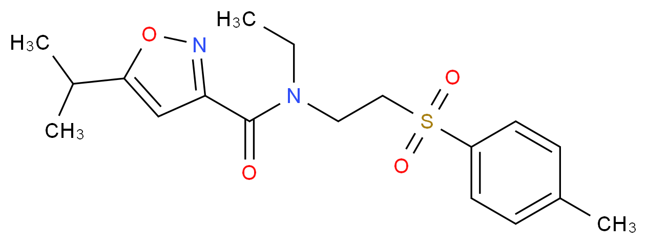N-ethyl-5-isopropyl-N-{2-[(4-methylphenyl)sulfonyl]ethyl}isoxazole-3-carboxamide_分子结构_CAS_)