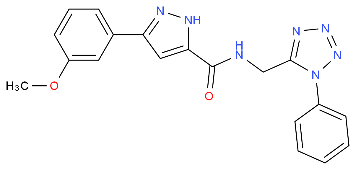 3-(3-methoxyphenyl)-N-[(1-phenyl-1H-tetrazol-5-yl)methyl]-1H-pyrazole-5-carboxamide_分子结构_CAS_)