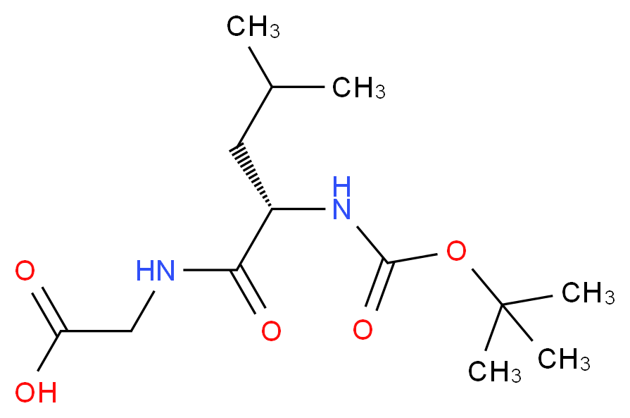 2-[(2S)-2-{[(tert-butoxy)carbonyl]amino}-4-methylpentanamido]acetic acid_分子结构_CAS_32991-17-6