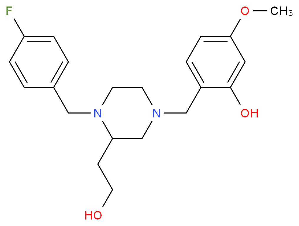 2-{[4-(4-fluorobenzyl)-3-(2-hydroxyethyl)-1-piperazinyl]methyl}-5-methoxyphenol_分子结构_CAS_)