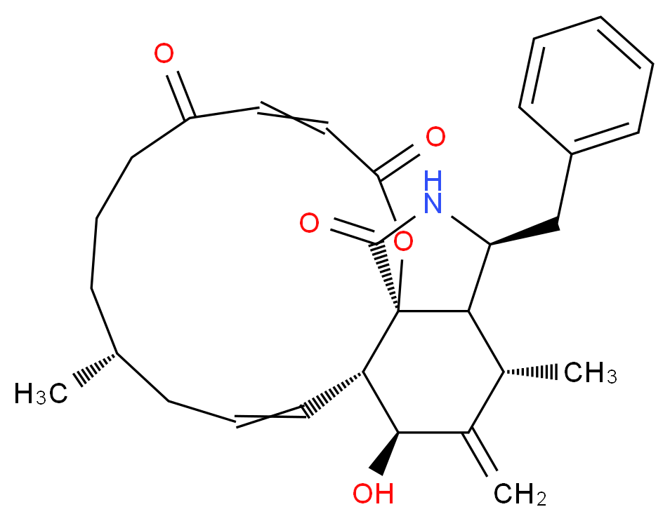 (9R,13S,15S,15aS,16S,18aS,18bS)-16-benzyl-13-hydroxy-9,15-dimethyl-14-methylidene-2H,5H,6H,7H,8H,9H,10H,13H,14H,15H,15aH,16H,17H,18H,18bH-oxacyclotetradeca[3,2-e]isoindole-2,5,18-trione_分子结构_CAS_14110-64-6