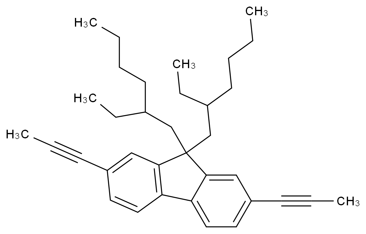 9,9-bis(2-ethylhexyl)-2,7-bis(prop-1-yn-1-yl)-9H-fluorene_分子结构_CAS_278176-13-9