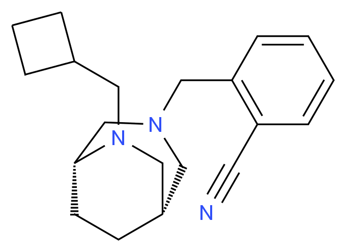 2-{[(1S*,5R*)-6-(cyclobutylmethyl)-3,6-diazabicyclo[3.2.2]non-3-yl]methyl}benzonitrile_分子结构_CAS_)