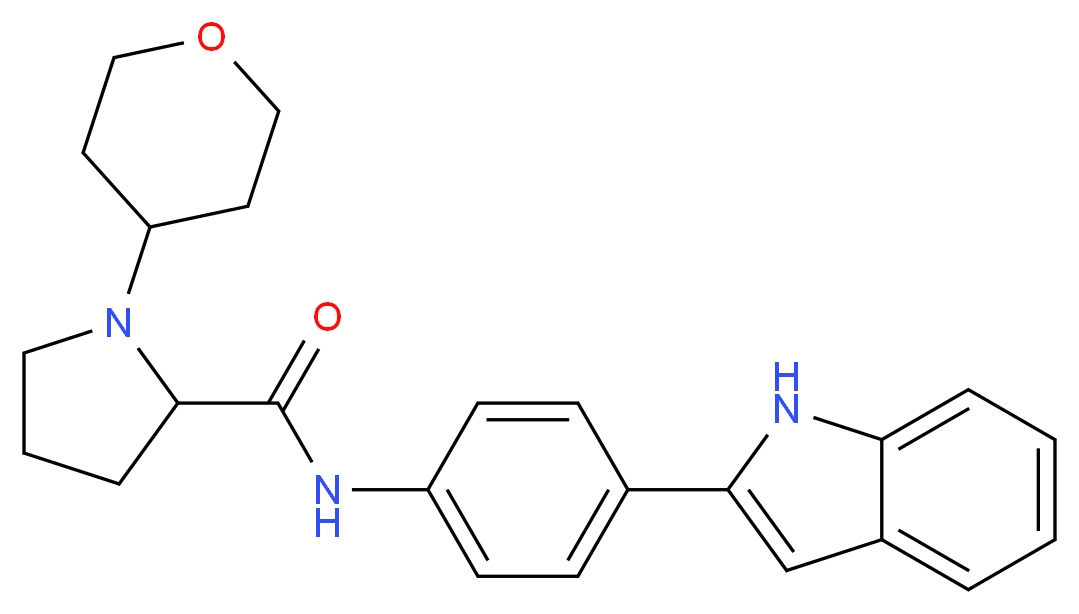 N-[4-(1H-indol-2-yl)phenyl]-1-(tetrahydro-2H-pyran-4-yl)prolinamide_分子结构_CAS_)