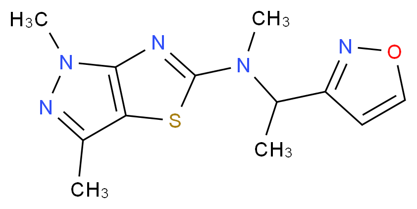 N-(1-isoxazol-3-ylethyl)-N,1,3-trimethyl-1H-pyrazolo[3,4-d][1,3]thiazol-5-amine_分子结构_CAS_)