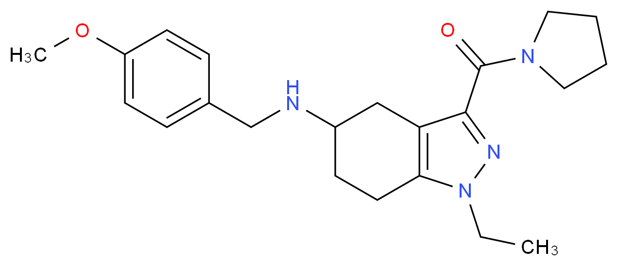1-ethyl-N-(4-methoxybenzyl)-3-(1-pyrrolidinylcarbonyl)-4,5,6,7-tetrahydro-1H-indazol-5-amine_分子结构_CAS_)