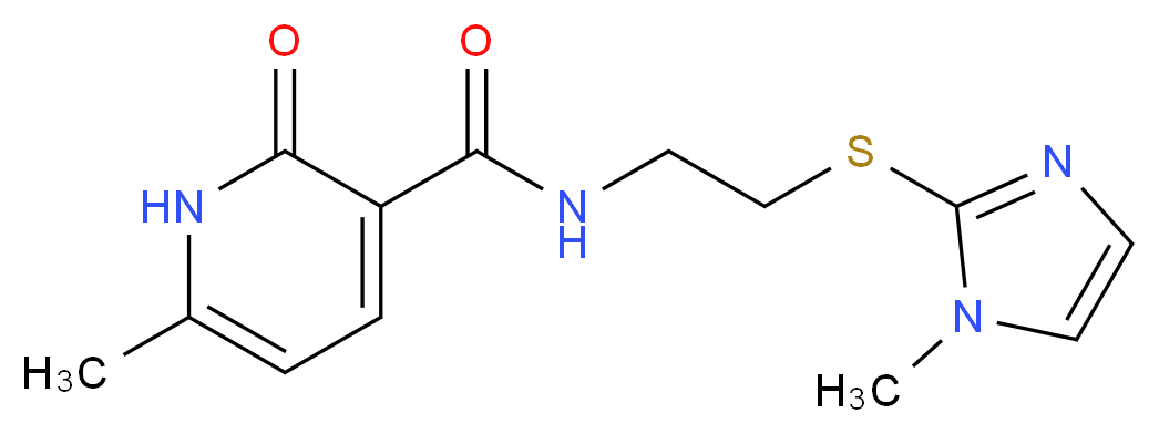 6-methyl-N-{2-[(1-methyl-1H-imidazol-2-yl)thio]ethyl}-2-oxo-1,2-dihydropyridine-3-carboxamide_分子结构_CAS_)